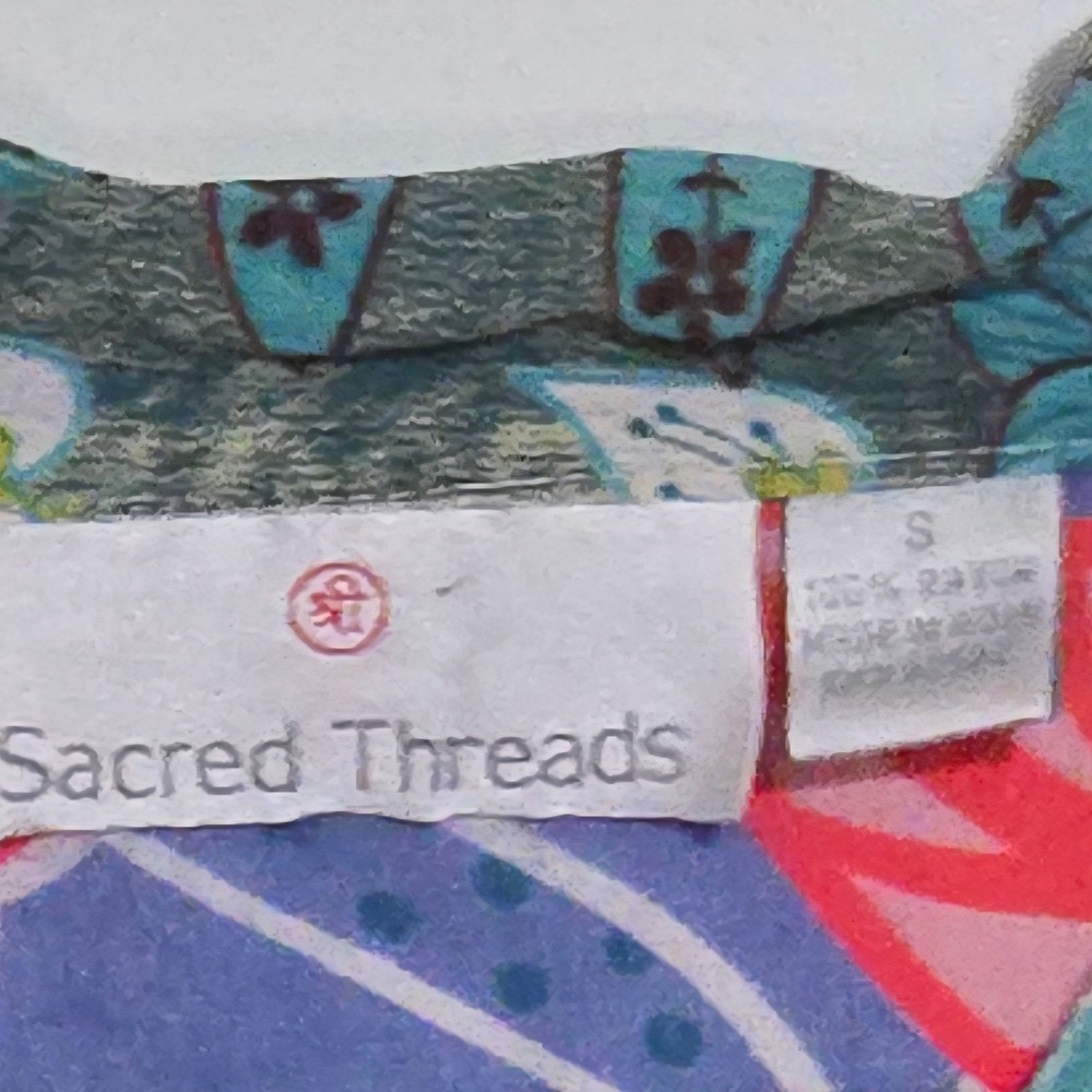 Sacred Threads Bohemian Indie Patchwork Rayon Button up Kimono Top Blouse Size S - Picture 4 of 12